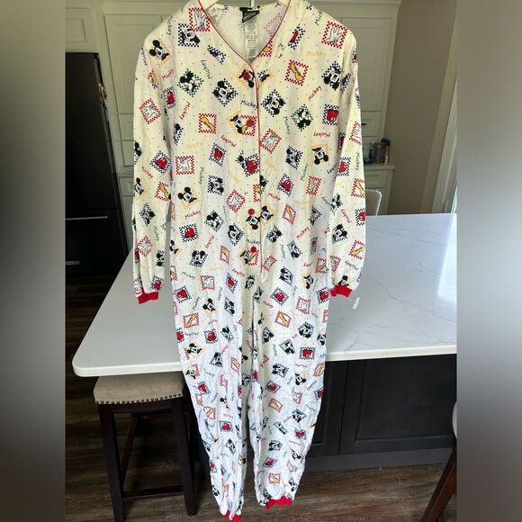 Disney Vintage Mickey Mouse Unlimited One Piece Sleepwear Pajamas Adult - Picture 2 of 14